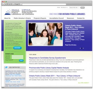 The Federation of Ontario Public Libraries website design by Swerve Design Group, Toronto