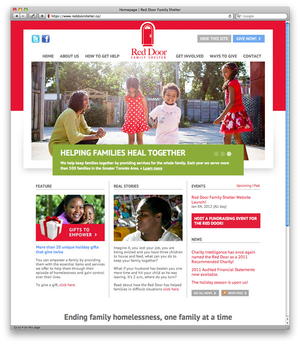 Red Door Shelter's home page