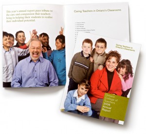Annual report design for the Teachers College of Ontario.