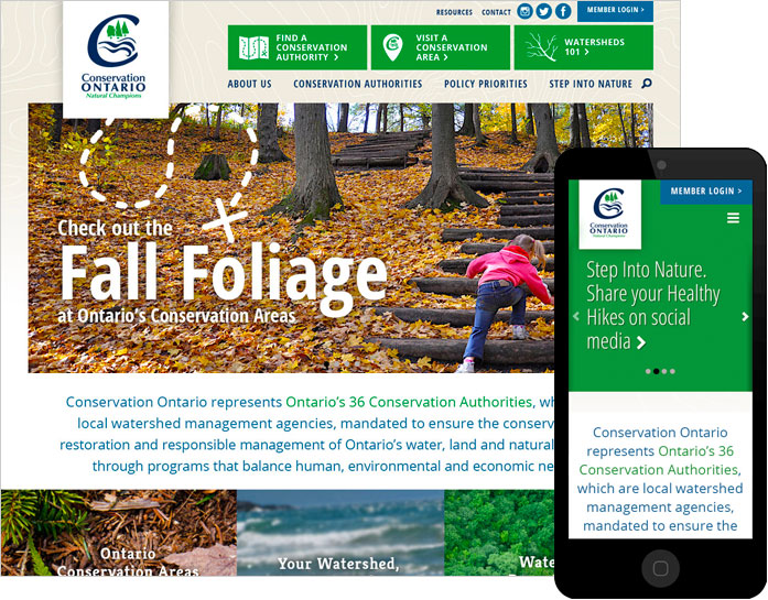 Environmental website design for Conservation Ontario