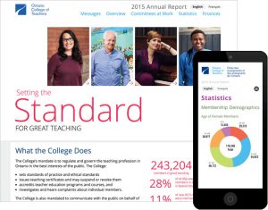 Annual report website design for Ont College of Teachers