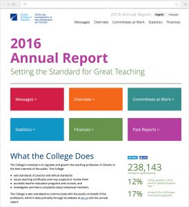 College annual report website design 2016