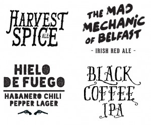 Branding and logo design samples of typography for packaging labels