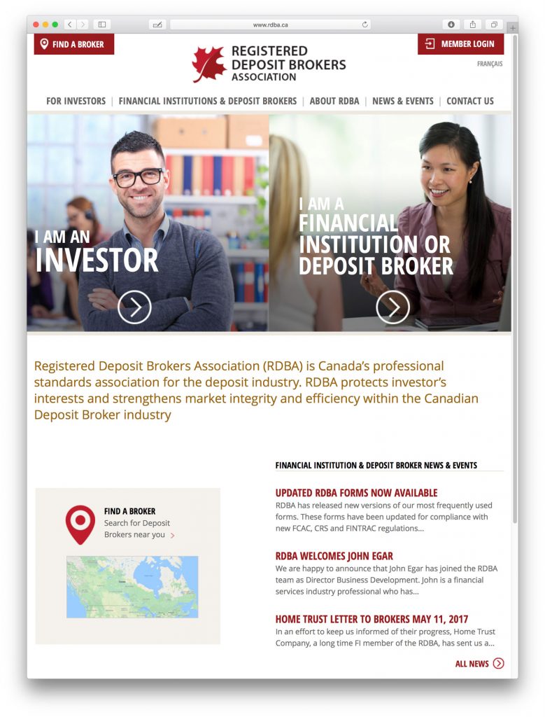 RDBA home page design