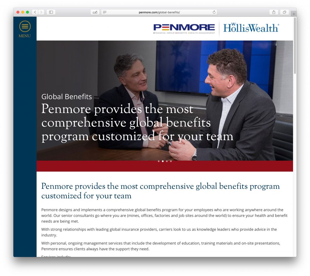 Penmore financial website design