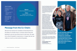 Report design for Institute for Canadian Citizenship