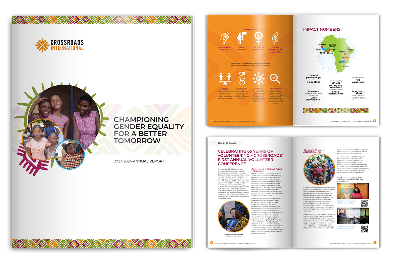 Crossroads International 2023-24 annual report design